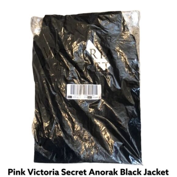 PINK Victoria Secret Black Mock Neck Anorak JACKET Size M (Oversized) - Picture 5 of 7